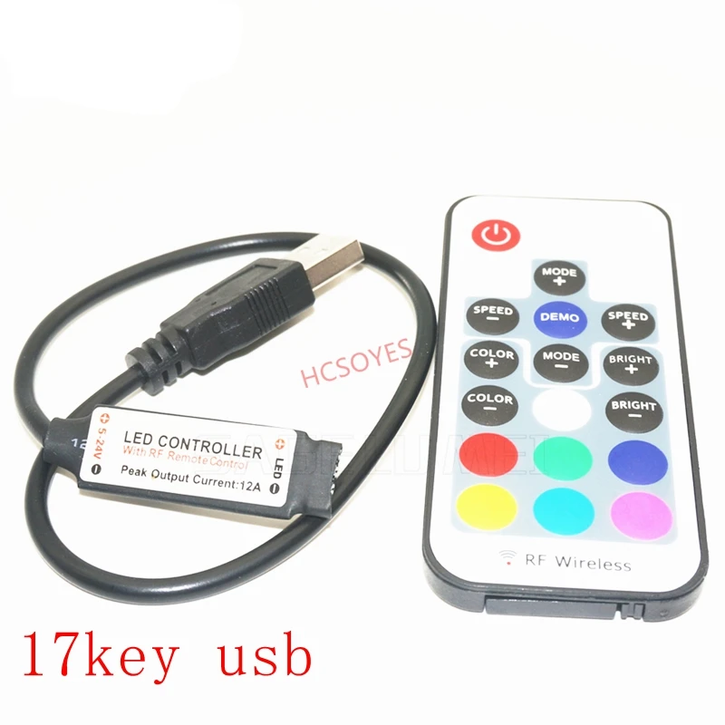 DC5V 17key/14key USB RGB светодиодный контроллер RF беспроводной пульт дистанционного управления для RGB 3528 5050 smd светодиодный ленточный светильник 5-24 В