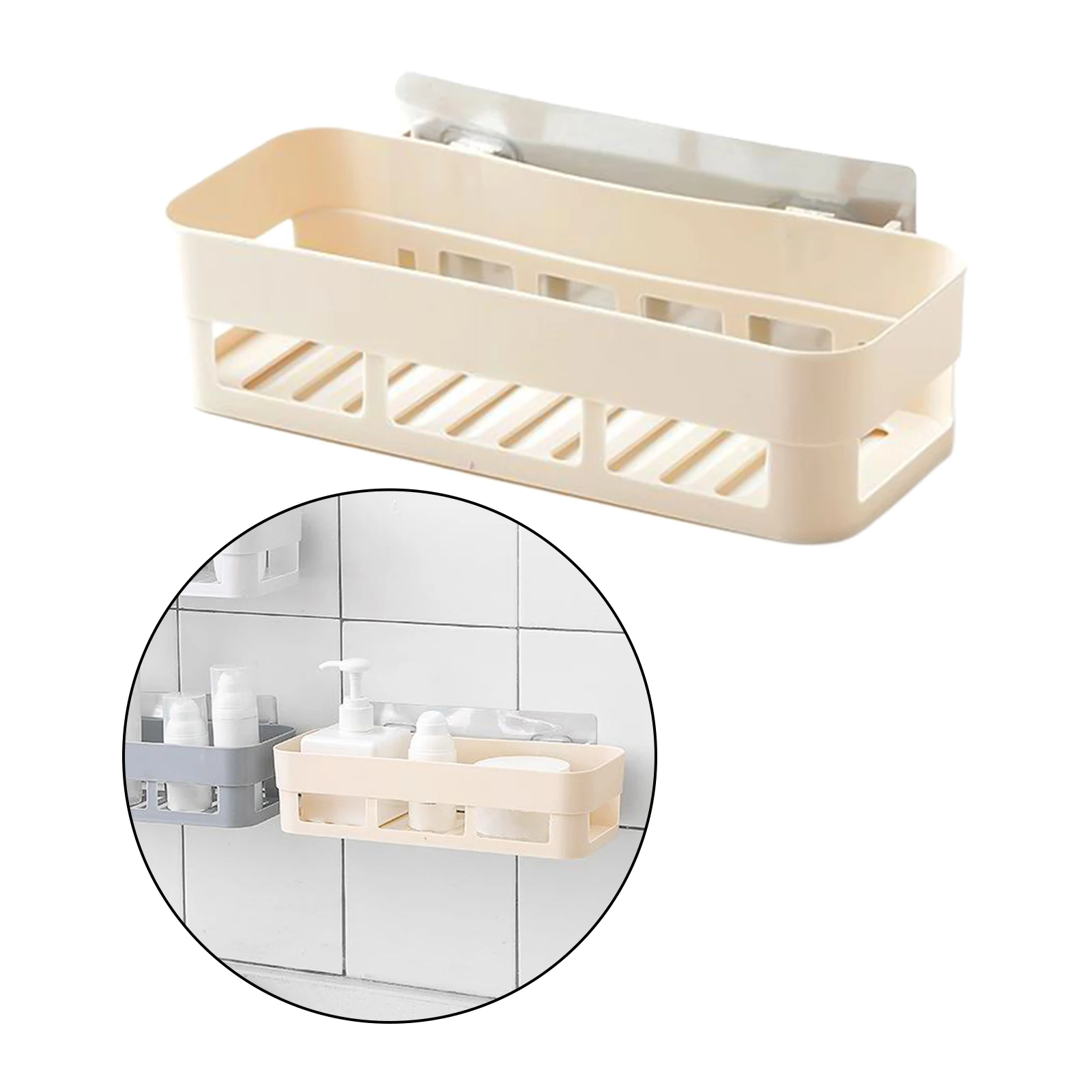 Wall Mounted Bathroom Shower Shelf Bath Caddy Storage Basket Rack Rectangle 26x10x6cm