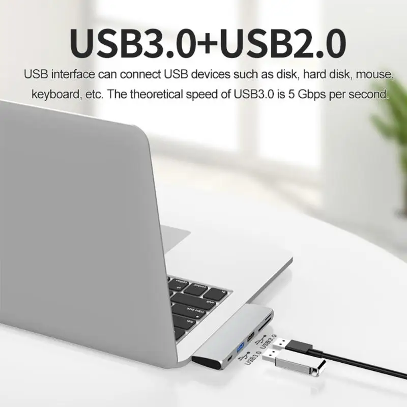 5 в 1 USB C концентратор тип-c к USB3.0/USB2.0/PD/TF/карта памяти адаптер конвертер ноутбук Ducking станция для компьютера ноутбук