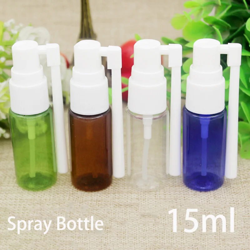 

Free Shipping Transparent Green Brown Blue 15ml Plastic Spray Bottle with Long Sprayer Cosmetic Perfume Container Travel Package