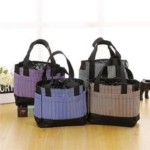 New Oxford Striped Students Kids Food Insulation Bags Baby Bottle Thermal Bag Home Picnic Tote Thermo Drawstring Lunch Bags