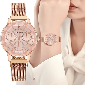 

Famous Brand Watch Sleek Minimalist Calendar Stainless Steel Mesh Belt Women's Quartz Watch Three Eyes Luxury Watches Relogio