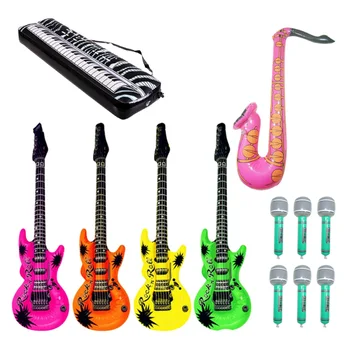 

12pcs Aluminum Foil Balloons Musical Instruments Microphone Balloons Inflatable Rock Toy Set Party Props (Random Color)