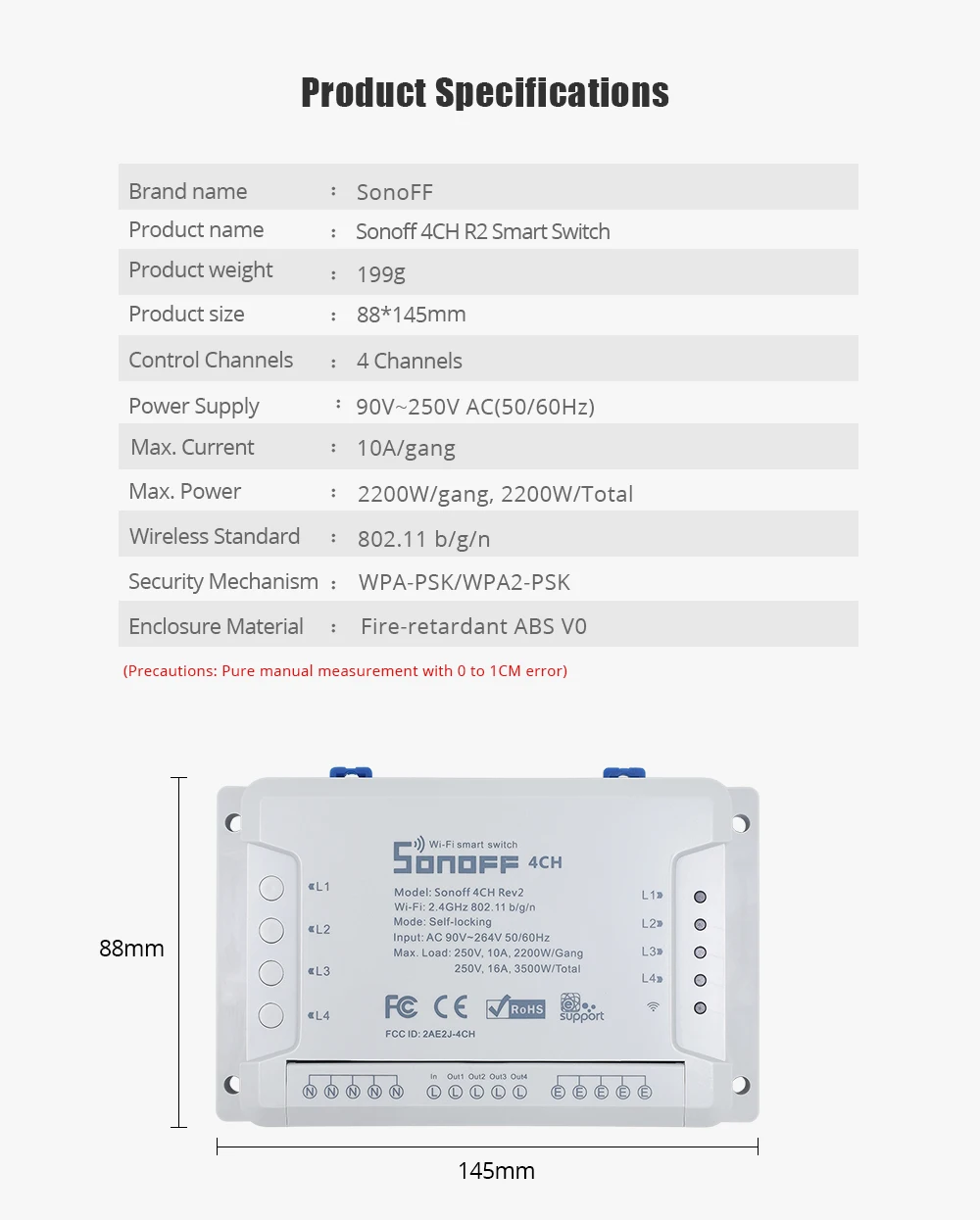 ITEAD SONOFF 4CH R2/4CH Pro R2 Rev2 беспроводной пульт дистанционного управления 4 канала DIY Wifi переключатель 10A 220 В Поддержка Google home Alexa IFTTT