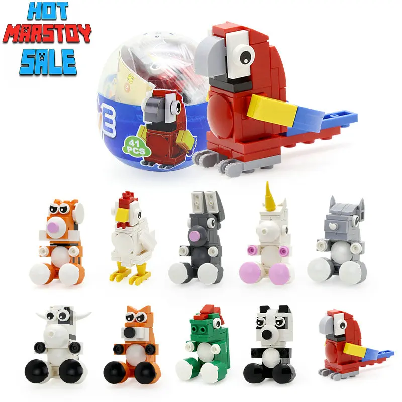 

Single Sale Capsule Model Building Block Panda Unicorn Animals Cute Action Figures Toy Compatible LegoINGlys Brick Toys For Kids