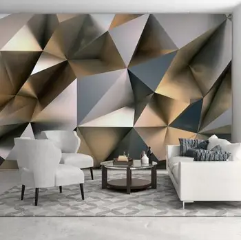

Photo Wallpaper Modern Abstract Golden Geometric Murals Living Room Bedroom Creative Art Wall Paper For Walls 3D Papel De Parede