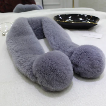 

2020 New Hot Selling Fur Scarf Women Real Rex Rabbit Fur Muffler Fashion Thermal Neckerchief