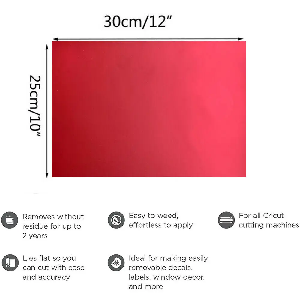 Matte Adhesive Craft Vinyl Permanent Cutting Vinyl Sheet Works with cut and Other Cutters Window Cup Decor DIY Holiday Cards