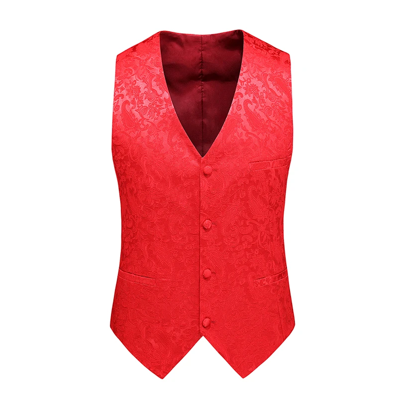 White Rose Sleeveless Waistcoat, Men's Single-breasted V-neck Business Vest, Wedding Party Men Vests Blue Red Black S-5XL 6XL 3
