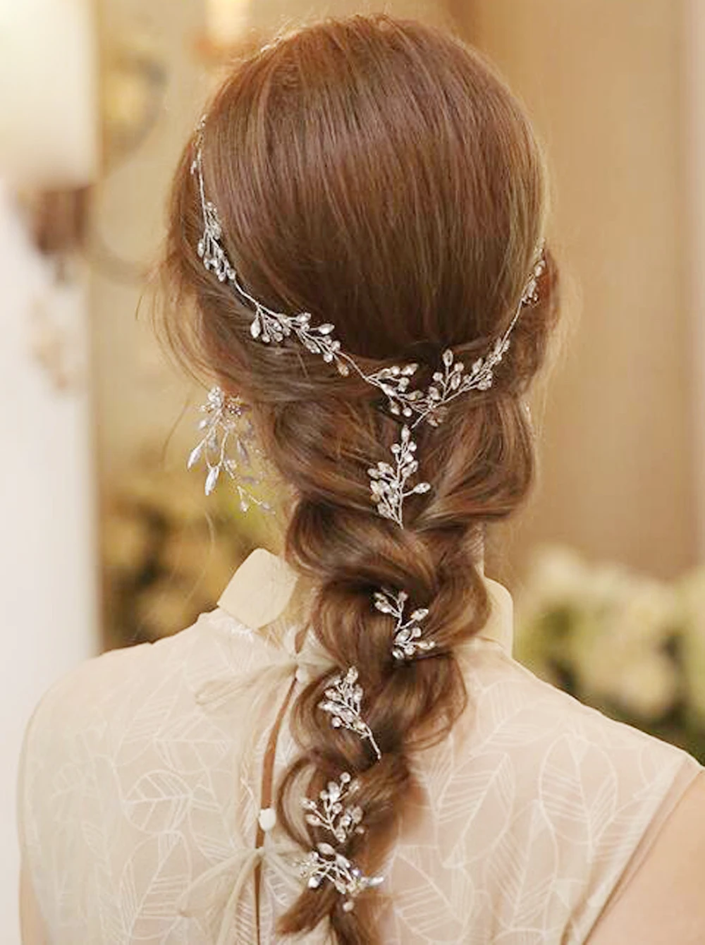 Bridal Silver Rhinestones Hair Vine Headband Wedding Head Jewelry Trendy Headpieces Prom Crystals Hair Accessories For Women
