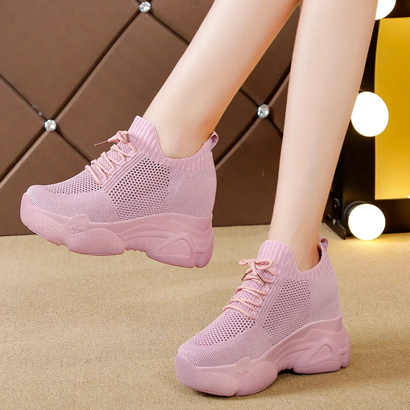 Hidden Heels Platform Sneakers Women Breathable Air Mesh Wedge Sock Shoes Woman 2022 Spring Casual Shoes Zapatos De Mujer