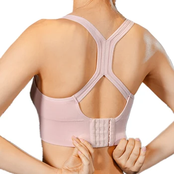 

COLORVALUE Back Cross Adjustable Buckle Bra Beauty Back Sports Bra Female Running Fitness Bra Strong Shockproof Cropped Top Bra