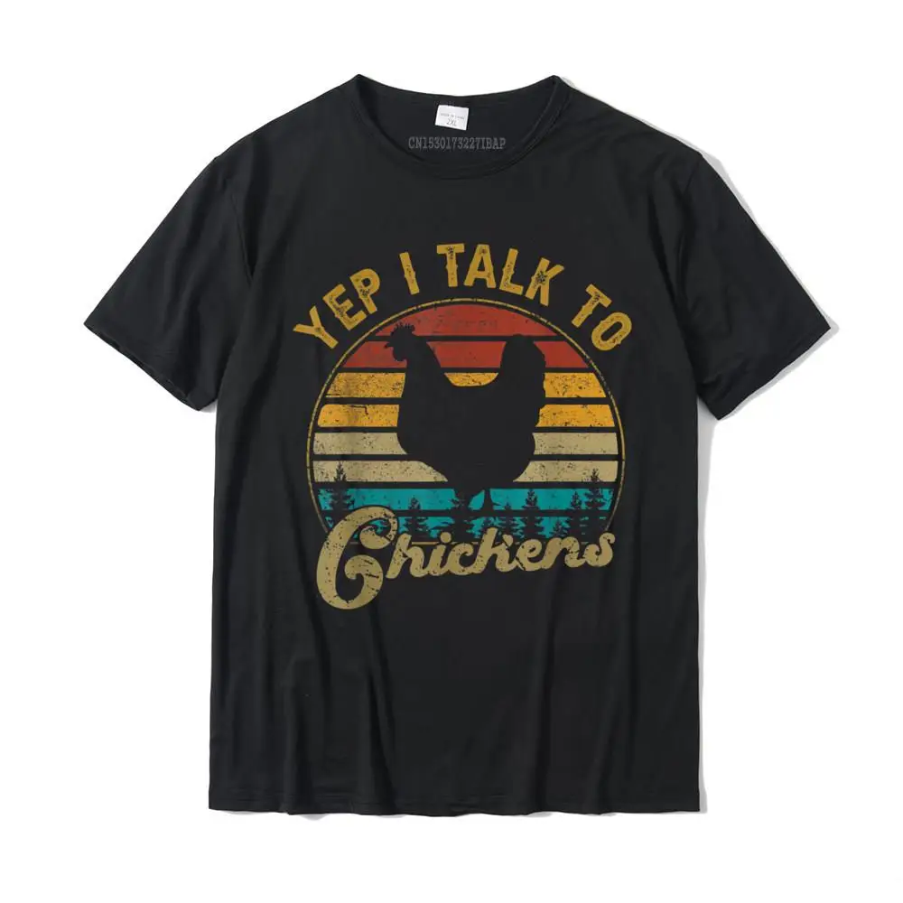 

Yep I Talk To Chickens Vintage Retro 70S Chicken Silhouette T-Shirt Gift Tops T Shirt Cotton Men Tshirts Gift Wholesale