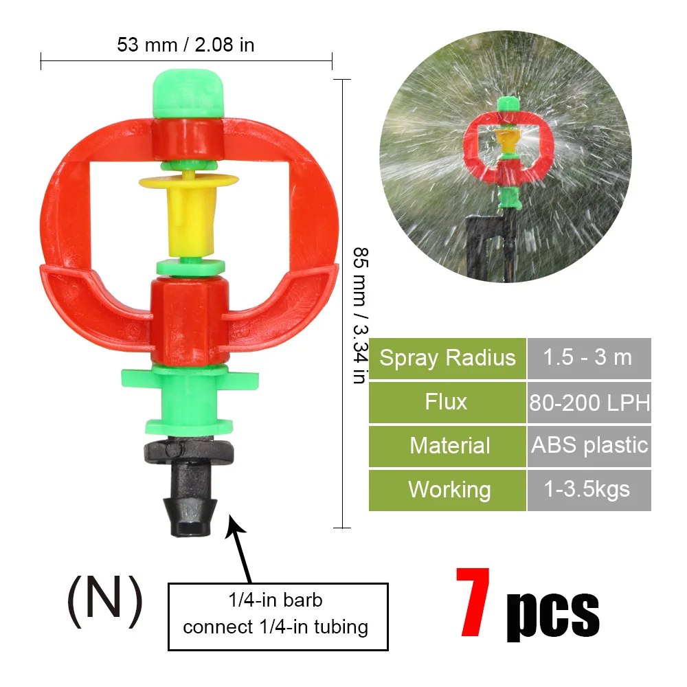 best Watering & Irrigation Kits MUCIAKIE 20 Types of Rotating Spinklers Drip Irrigation Mini Rotation Nozzle Spray w/ 1/4'' Barb Connector Mini Rotary Sprayer drip irrigation kit price Watering & Irrigation Kits