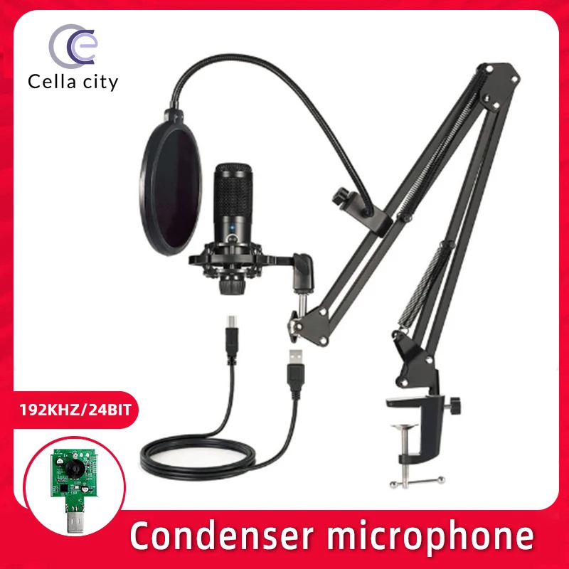 

Конденсаторный USB-микрофон M1 PRO, 192 кГц/24 бит, со штативом