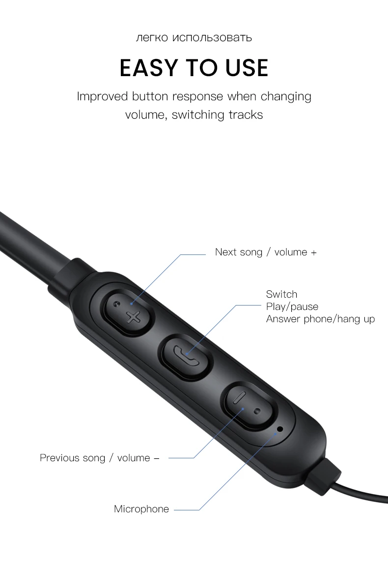 Amzish Bluetooth Беспроводные наушники с шейным ремешком спортивные наушники водонепроницаемые наушники гарнитура HiFi наушники с микрофоном для всех телефонов