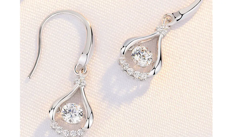 H9993ee2baa304417adb102166c50c32c4 - WEGARASTI Silver 925 Jewelry Zircon Drop Earrings For Women Real 100% Silver Earring Wholesale Party Wedding Gift Earring Silver
