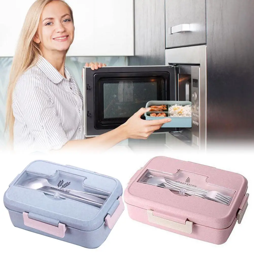 

Wheat Straw Environmental Lunch Box Food Container Microwave Heating Office Sealed Fresh Lunchbox Tableware