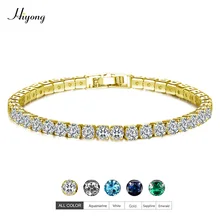 Модный Теннисный браслет из кубического циркония для женщин и девочек, белое золото/зеленый/синий покрытый фианитом браслеты/Кристальные подарочные браслеты
