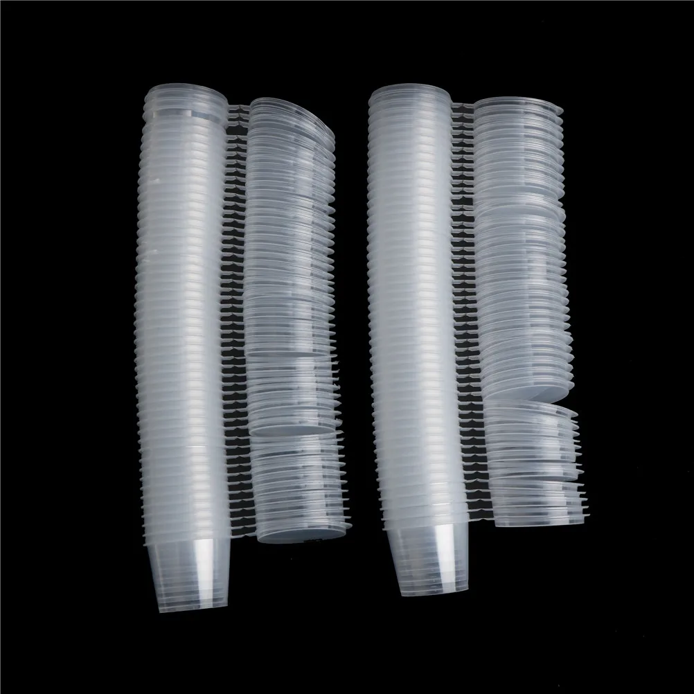 50pcs/100pcs 25ml 50ml Disposable Plastic Takeaway Sauce Cup Containers Food Box with Hinged Lids Pigment Paint Box Reusable