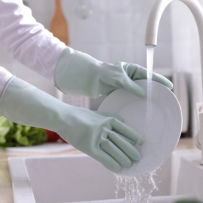 1 Pair Kitchen Cleaning Gloves Thin Household Durable Waterproof