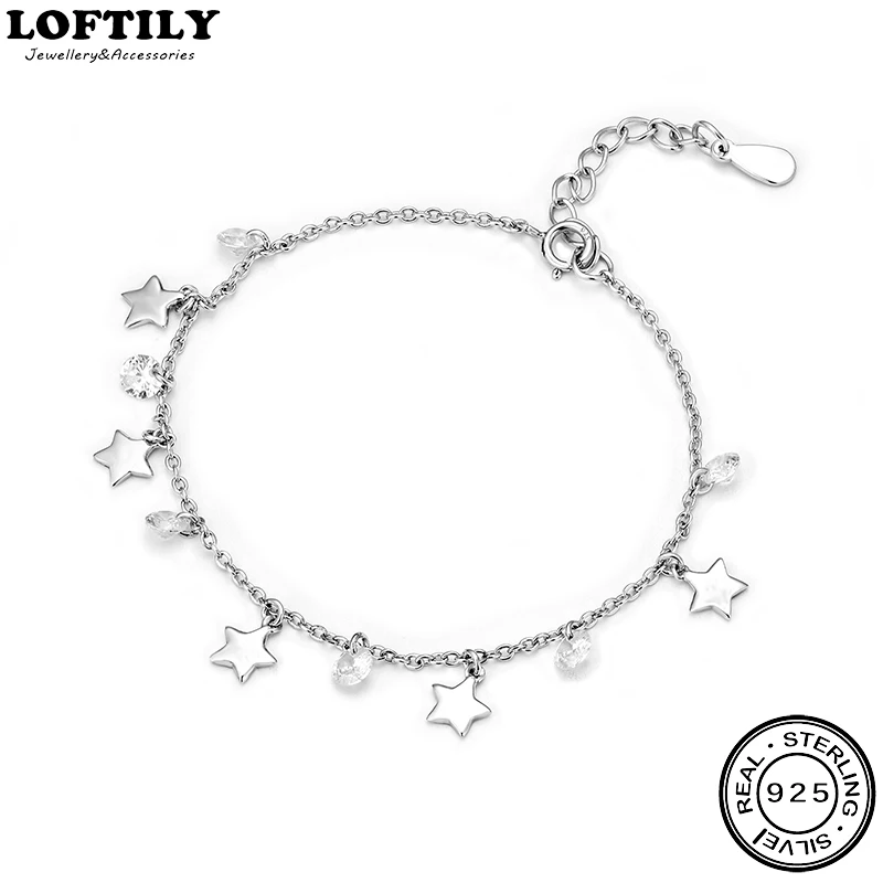 

925 Sterling Silver Fashion Women Stars Bracelet Bangles Diamond Gift for Women Lover Girl Engagement Bracelet Fine Jewelry