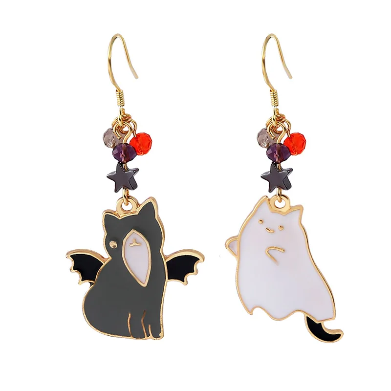 10 пара/лот YUANJUAN модная металлическая Глянцевая крыло сережки кошки