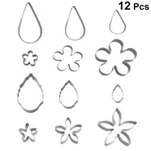 12 шт., милый резак для печенья, инструмент для выпечки, капля воды, нержавеющая сталь, резак для печенья, резак для печенья, цветочная форма для помадки