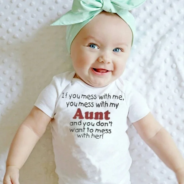 Mono de manga corta para bebé, camiseta divertida de una pieza con mensaje de Aunt Crazy Aunt Baby