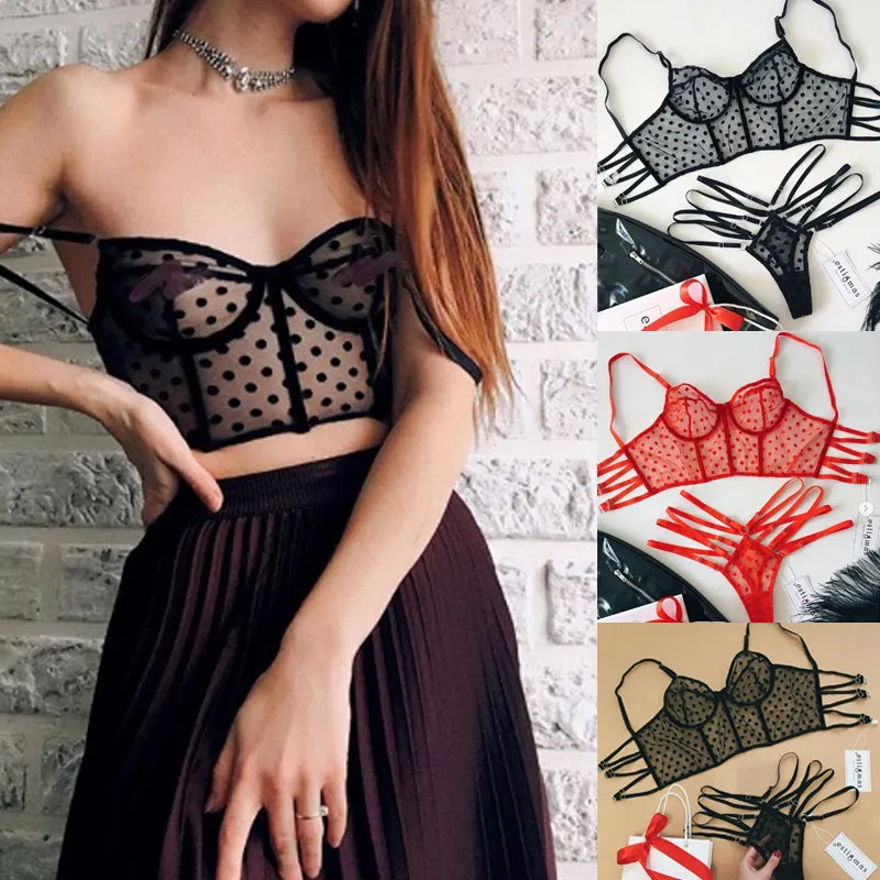 Женское сексуальное/нижнее белье Sissy прозрачное кружевное нижнее в горошек