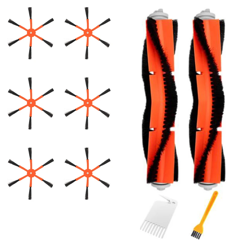 

Hot 2Pcs Main Brush +2Pcs Cleaning Brush +6Pcs Orange 6-Arms Side Brushes Suitable for Xiaomi Roborock Vacuum Cleaner Parts