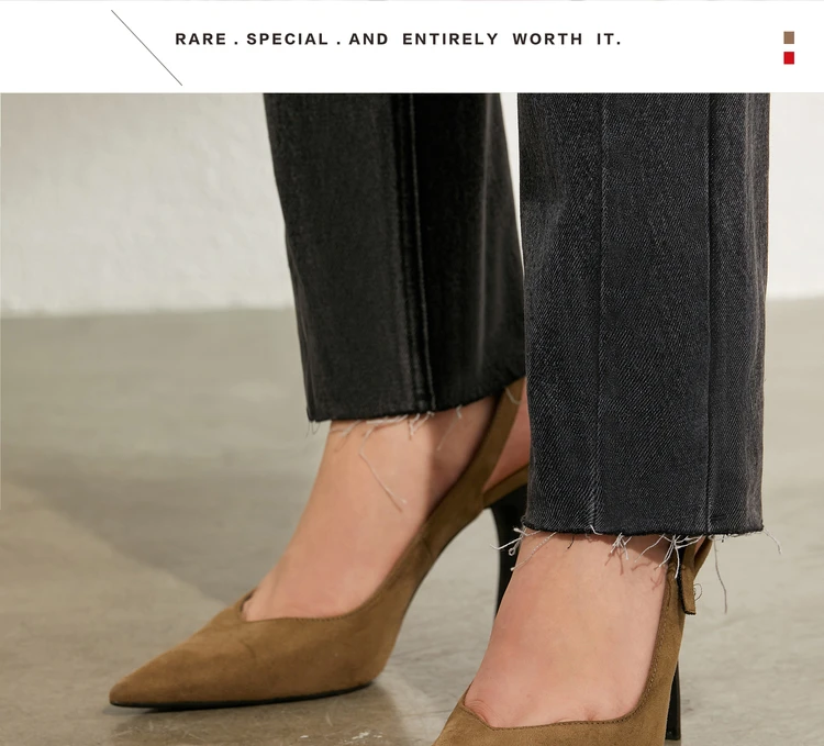 AMII Minimalism Summer Autumn Fashion Women Jeans Causal Cotton Black High Waist Straight Ankel-length Female Jeans 12040026