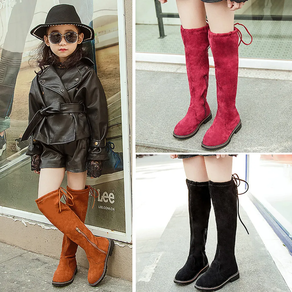 

Classic Spring Autumn Long Girls Leisure Flat Heels Large Size Autumn Princess High Boot Baby Shoes Warm Winter Martin Boots