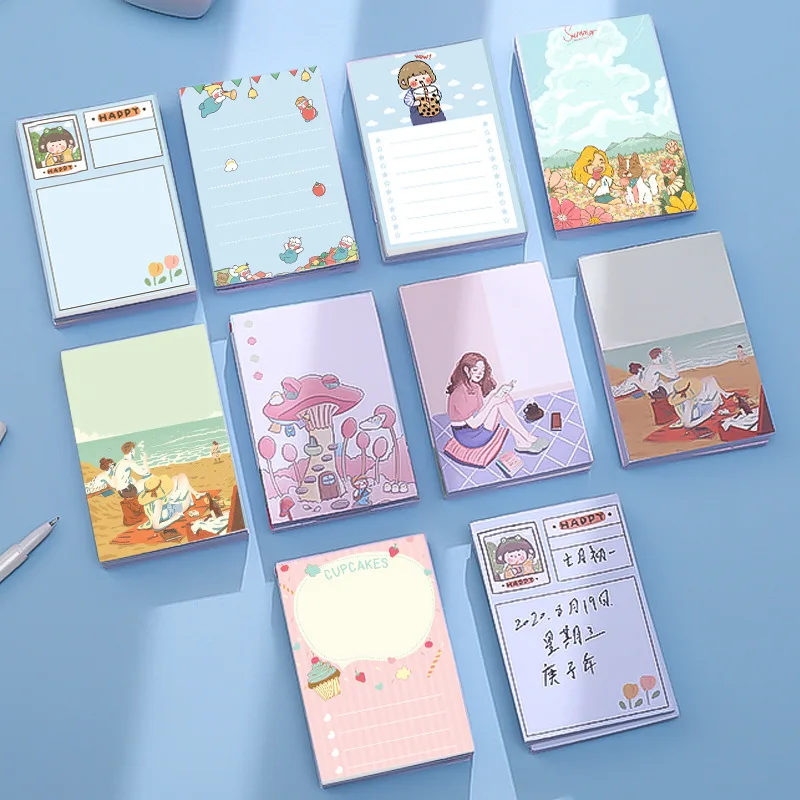 100 Sheets Ins Style Memo Pad Cute Kawaii Animal Bookmarks Notepaper Page Flags Loose Leaf Tab School Supplies Office Stationary