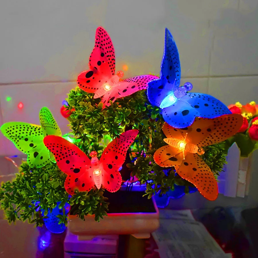 

Thrisdar Butterfly Solar LED String Light 12 20LED Butterfly Fiber Optic Solar Light Outdoor Patio Garden Tree Solar Garland