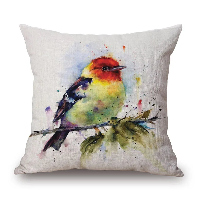 3D стерео попугай птица акварельные наволочки перо Тропическое дерево белье бежевый Наволочка на подушку, спальня диван Декор - Цвет: 7