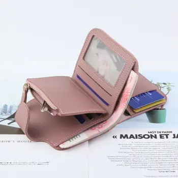 

Womens Short Small Money Purse Wallet Ladies Leather Folding Coin Card Holder Button Clutch Purse Wallet Card Coin Holder Snap