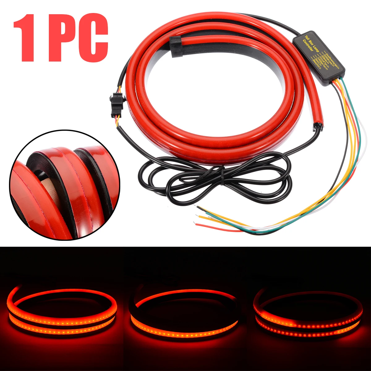 1ser 12V Flexible Red LED Car High Mount Third 3rd Rear Brake Light Turn Signal Strip Lamp DIY Accessories