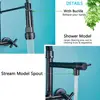 Rozin Black Kitchen Faucet Dual Handles Hot Cold Water Kitchen Mixer Tap Wall Mounted Dual Swivel Spout Spring Pull Down Faucets ► Photo 3/6