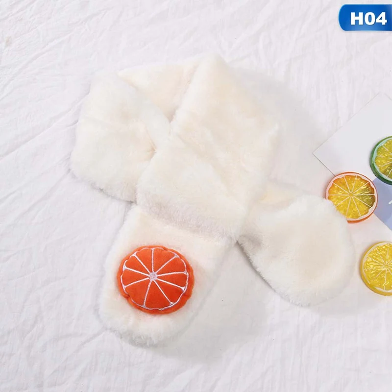 Осенне-зимний детский шарф, Имитация меха кролика, морковки, Санта Клауса, плюшевый шарф для мальчиков и девочек, общий шарф - Цвет: 504H04