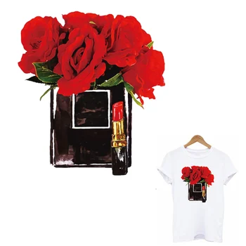 

Flower Iron On Patches Girl Perfume Bottle For Clothing Sticker Diy T-Shirt Heat Transfer Sticker A-Level Washable Thermal Patch