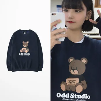 

Europen Tide Brand Retro Hoodie Men Cartoon Bear Odd Studio Print Sweatshirt Men Winter Warm Fleece Mens Hoodies And Sweatshirts