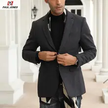 Мужской шерстяной клетчатый пиджак от PAUL JONES, приталенный стильный пиджак с длинным рукавом и отворотами на двух пуговицах PJ0247