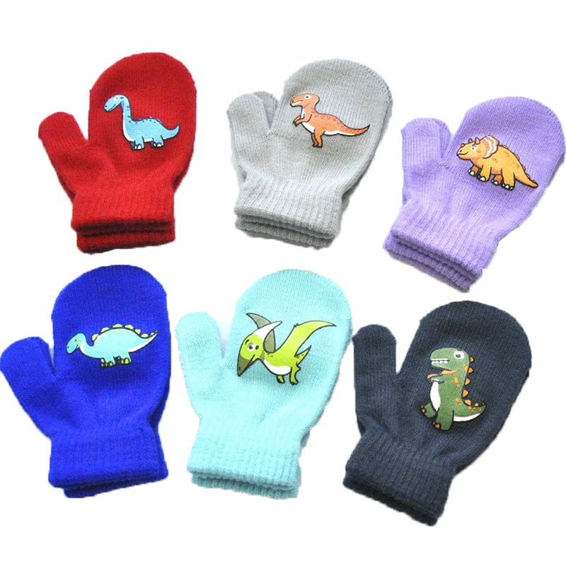 dinosaur baby mittens