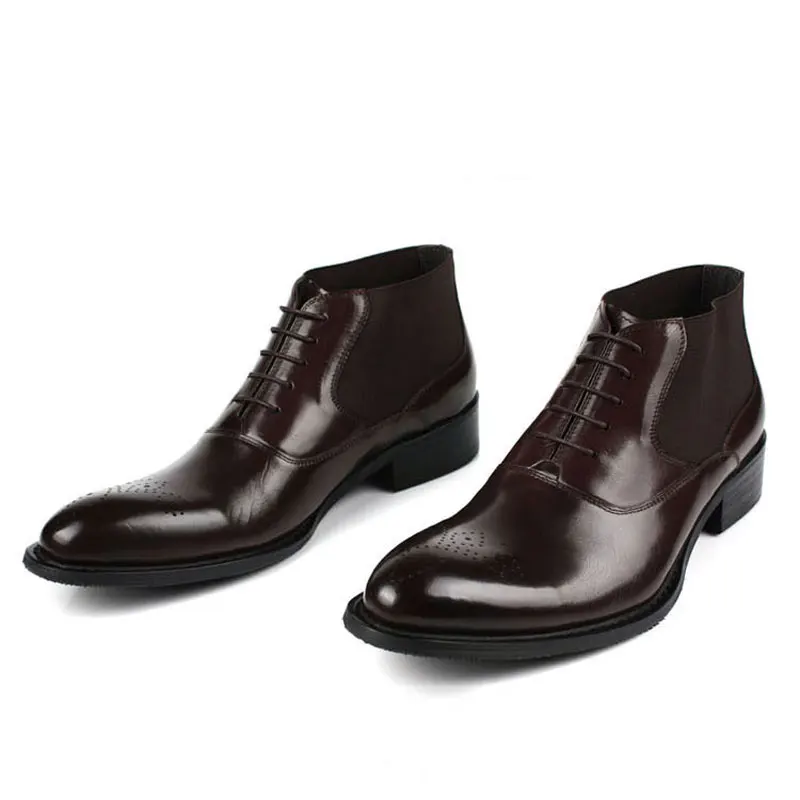 Коричневые, черные модные рабочие ботинки из натуральной кожи в американском стиле; Мужская официальная обувь в стиле дерби; ботинки «Челси» с острым носком; модельные ботинки на шнуровке