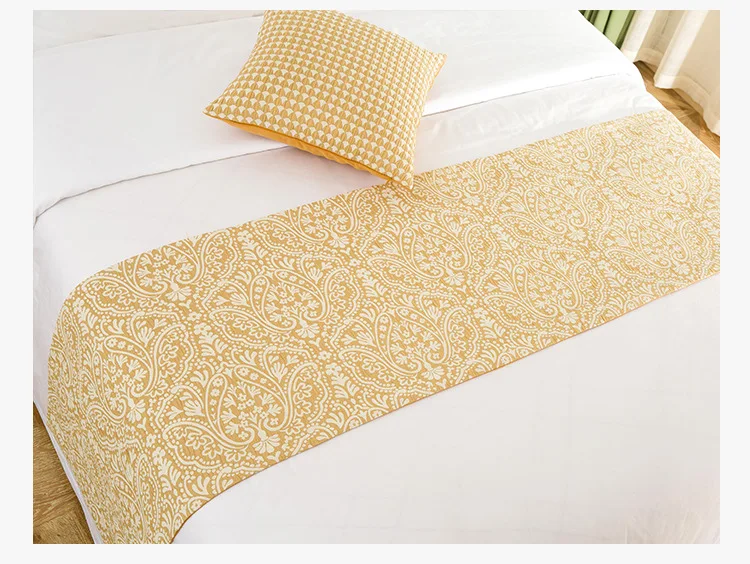 Простой пасторальный чистый цвет AB версия кровать бегун жаккард декоративный узор кровать флаг желтый Кровать хвост полотенце двойное лицо