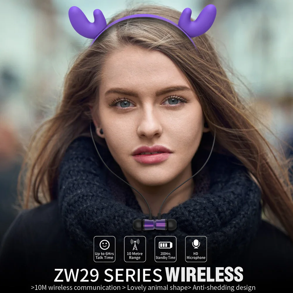 ZW 29 беспроводные наушники Bluetooth 4 2 + EDR цветные с животными магнитные вкладыши