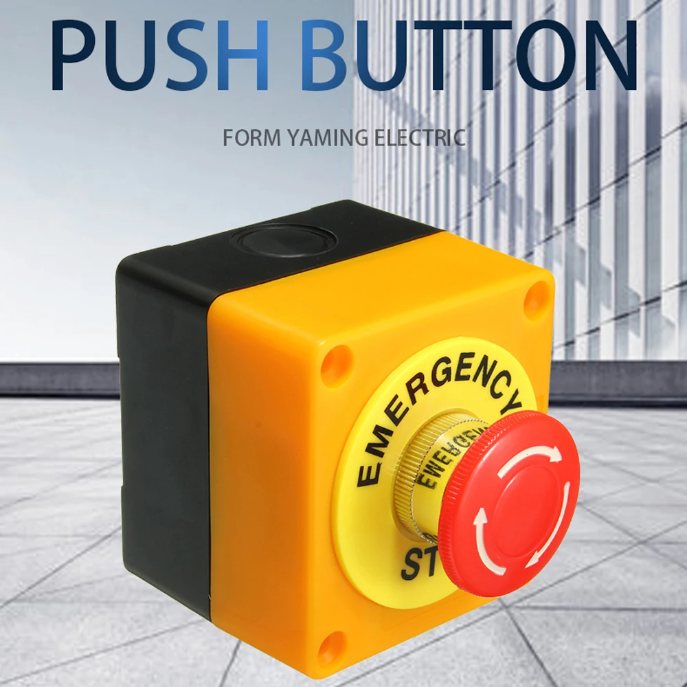 

22mm Emergency Stop Push Button Switch With Box 1 NO 1 NC 10A 660v Waterproof Box Hand-Held Button Explosion-proof anti-corrosi