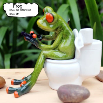 

Kawaii Creative 3D Resin Frog Figurines Cabochon Crafts Sitting Toilet Ornaments For Home Decor Resin Frog Home Accessories Gift