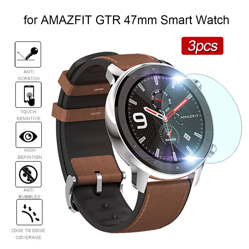 

3pcs Explosion-proof Film For AMAZFIT GTR 47mm Smart Watch Screen Protector de pantalla Bubble Free Anti Scratch